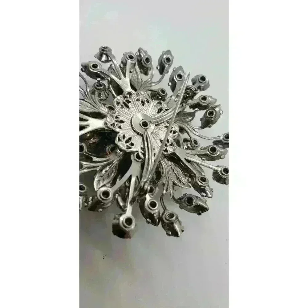 Vintage Blue Brooch Rhinestone & Moonstone Beau Judy Lee Spray Large Statement